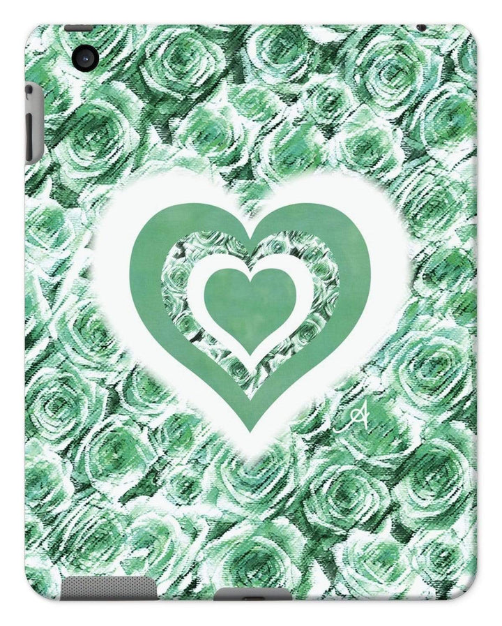 Phone & Tablet Cases iPad 2/3/4 / Gloss Textured Roses Love & Background Mint Amanya Design Tablet Cases Prodigi