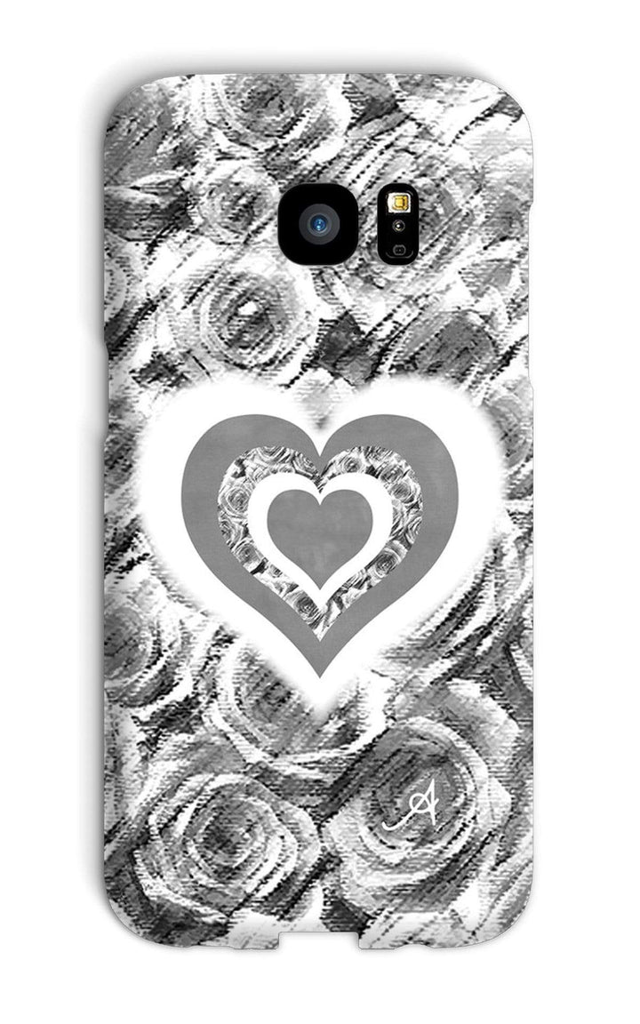Phone & Tablet Cases Galaxy S7 Edge / Snap / Gloss Textured Roses Love & Background Monochrome Amanya Design Phone Case Prodigi