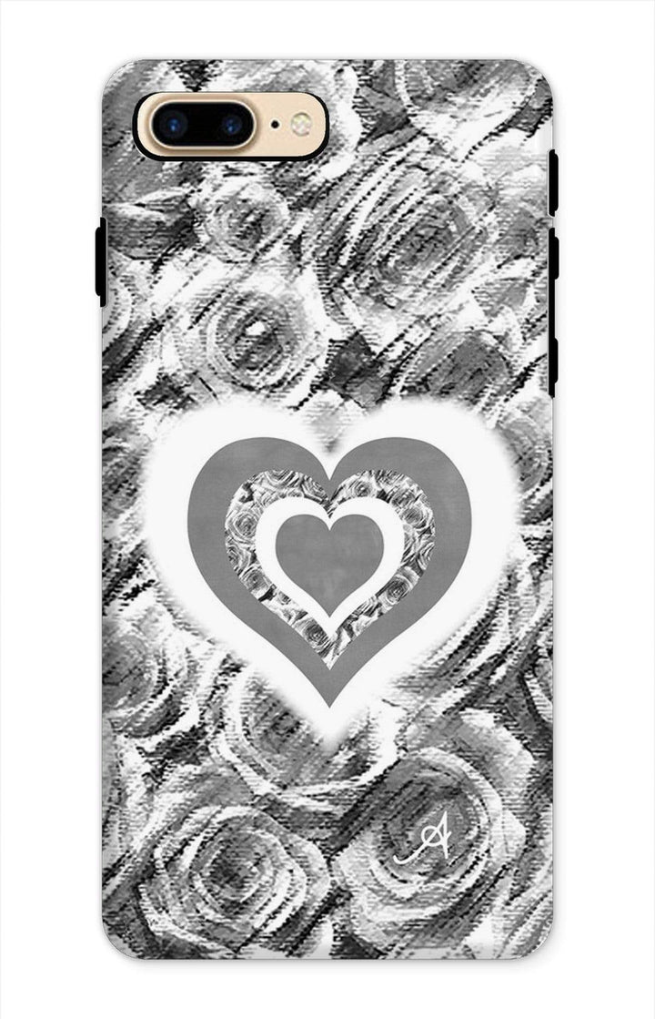 Phone & Tablet Cases iPhone 8 Plus / Tough / Gloss Textured Roses Love & Background Monochrome Amanya Design Tough Phone Case Prodigi