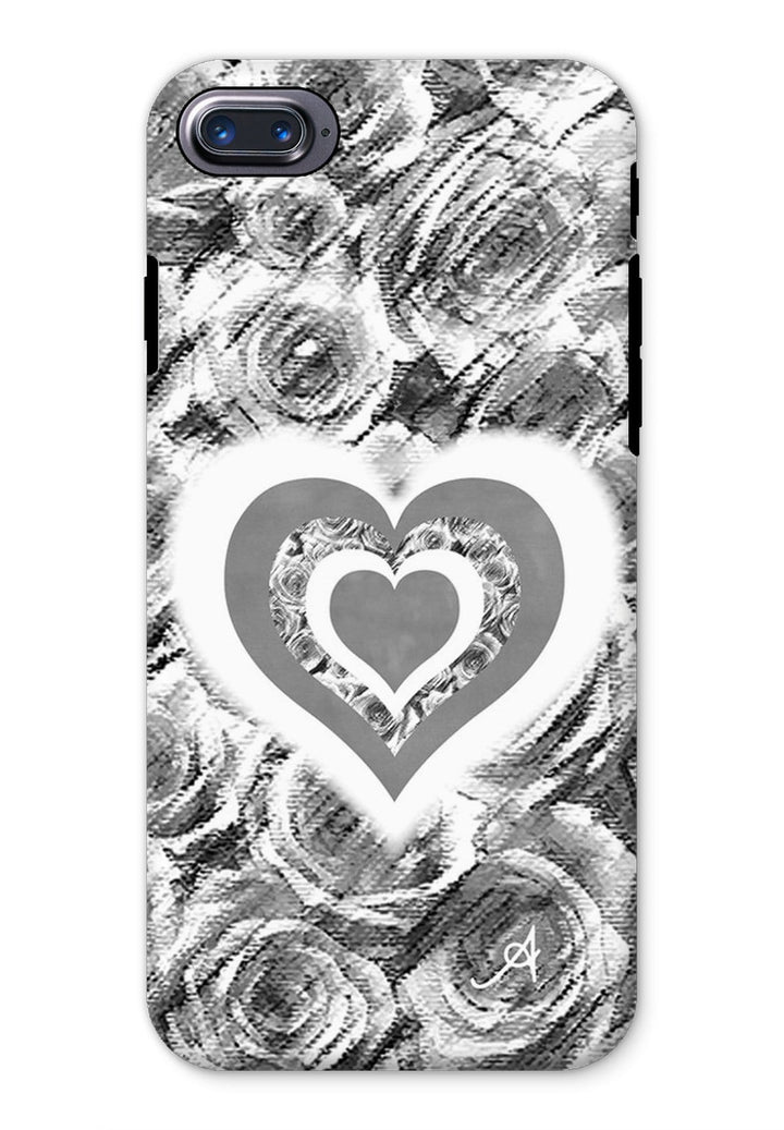 Phone & Tablet Cases iPhone 8 / Tough / Gloss Textured Roses Love & Background Monochrome Amanya Design Tough Phone Case Prodigi