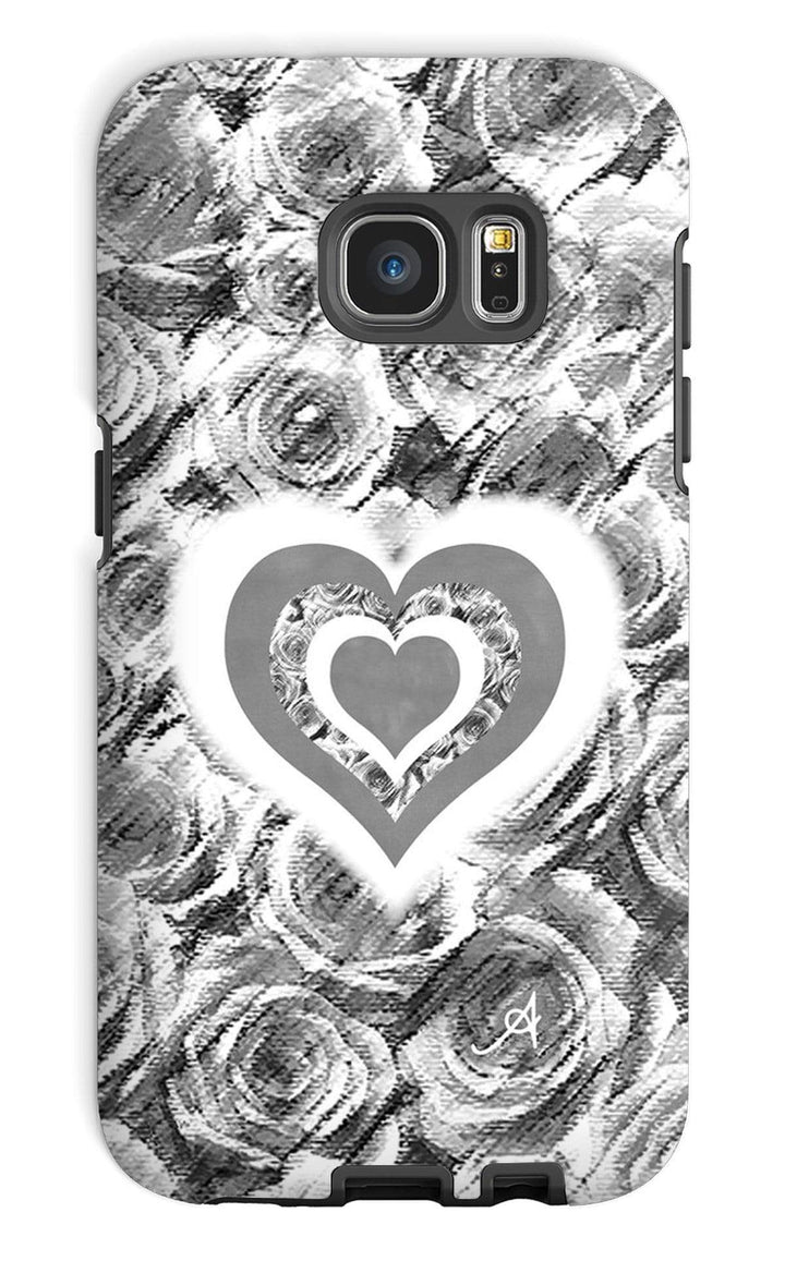 Phone & Tablet Cases Galaxy S7 / Tough / Gloss Textured Roses Love & Background Monochrome Amanya Design Tough Phone Case Prodigi