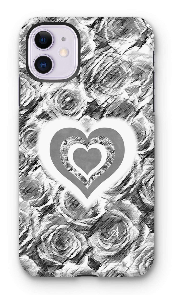 Phone & Tablet Cases iPhone 11 / Tough / Gloss Textured Roses Love & Background Monochrome Amanya Design Tough Phone Case Prodigi