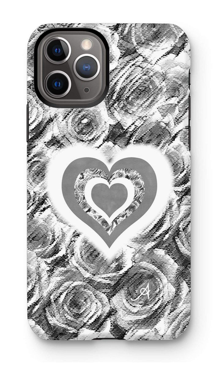 Phone & Tablet Cases iPhone 11 Pro / Tough / Gloss Textured Roses Love & Background Monochrome Amanya Design Tough Phone Case Prodigi