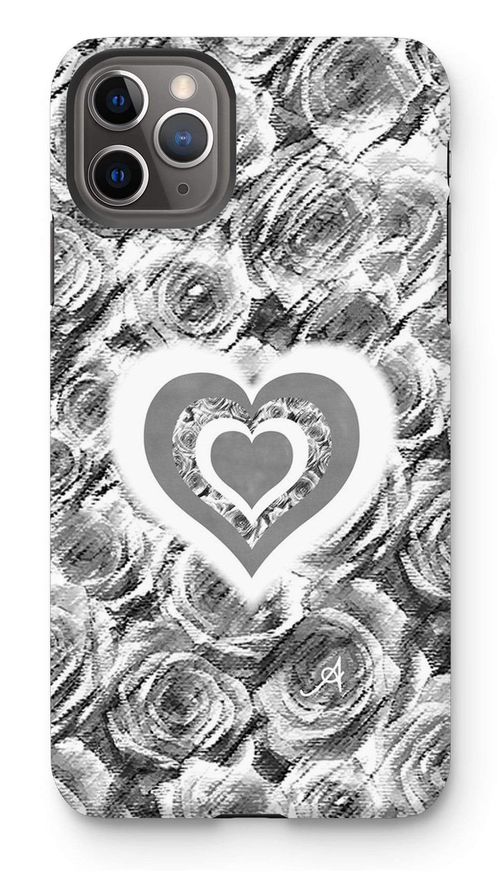 Phone & Tablet Cases iPhone 11 Pro Max / Tough / Gloss Textured Roses Love & Background Monochrome Amanya Design Tough Phone Case Prodigi
