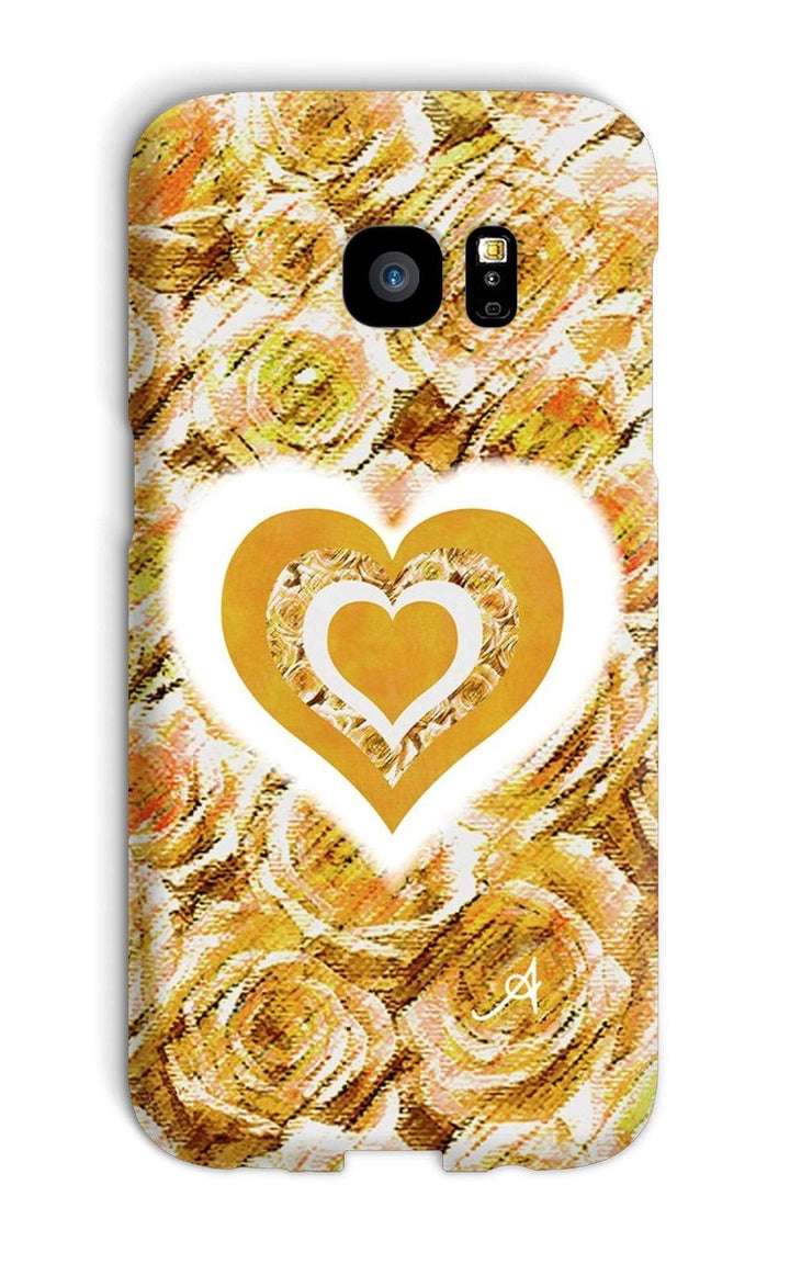 Phone & Tablet Cases Galaxy S7 Edge / Snap / Gloss Textured Roses Love & Background Mustard Amanya Design Phone Case Prodigi
