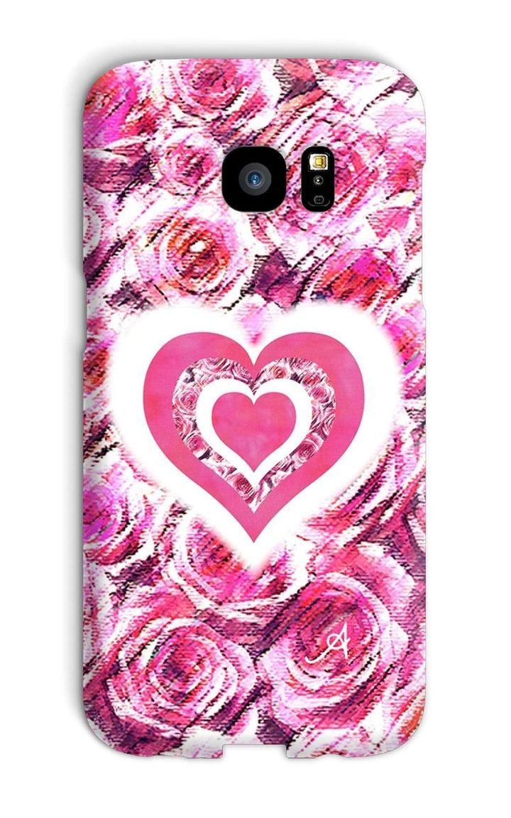 Phone & Tablet Cases Galaxy S7 Edge / Snap / Gloss Textured Roses Love & Background Pink Amanya Design Phone Case Prodigi