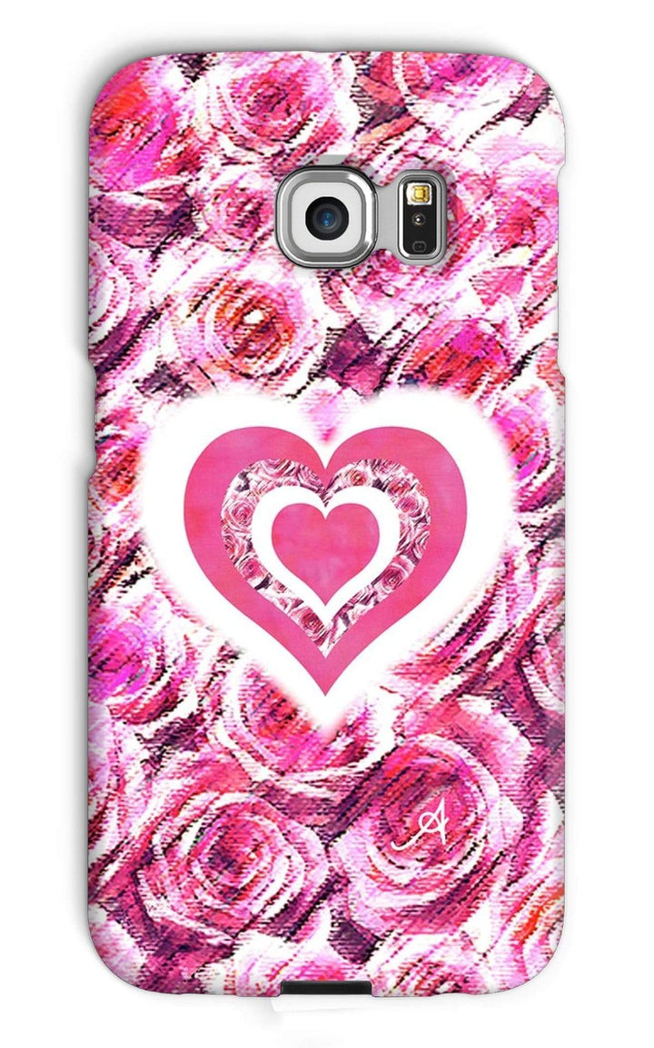 Phone & Tablet Cases Galaxy S6 Edge / Snap / Gloss Textured Roses Love & Background Pink Amanya Design Phone Case Prodigi