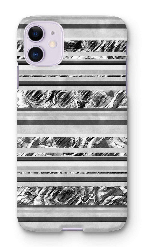 Phone & Tablet Cases iPhone 11 / Snap / Gloss Textured Roses Stripe Black Amanya Design Phone Case Prodigi