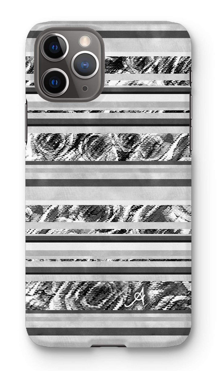 Phone & Tablet Cases iPhone 11 Pro / Snap / Gloss Textured Roses Stripe Black Amanya Design Phone Case Prodigi