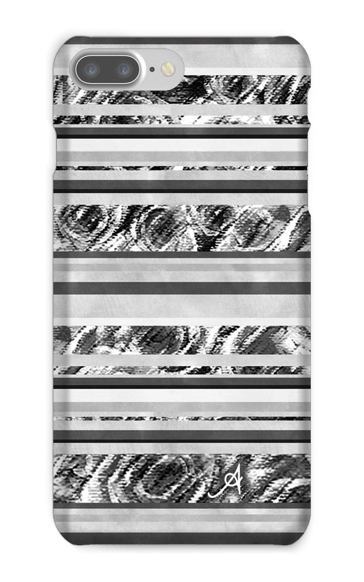 Phone & Tablet Cases iPhone 8 Plus / Snap / Gloss Textured Roses Stripe Black Amanya Design Phone Case Prodigi