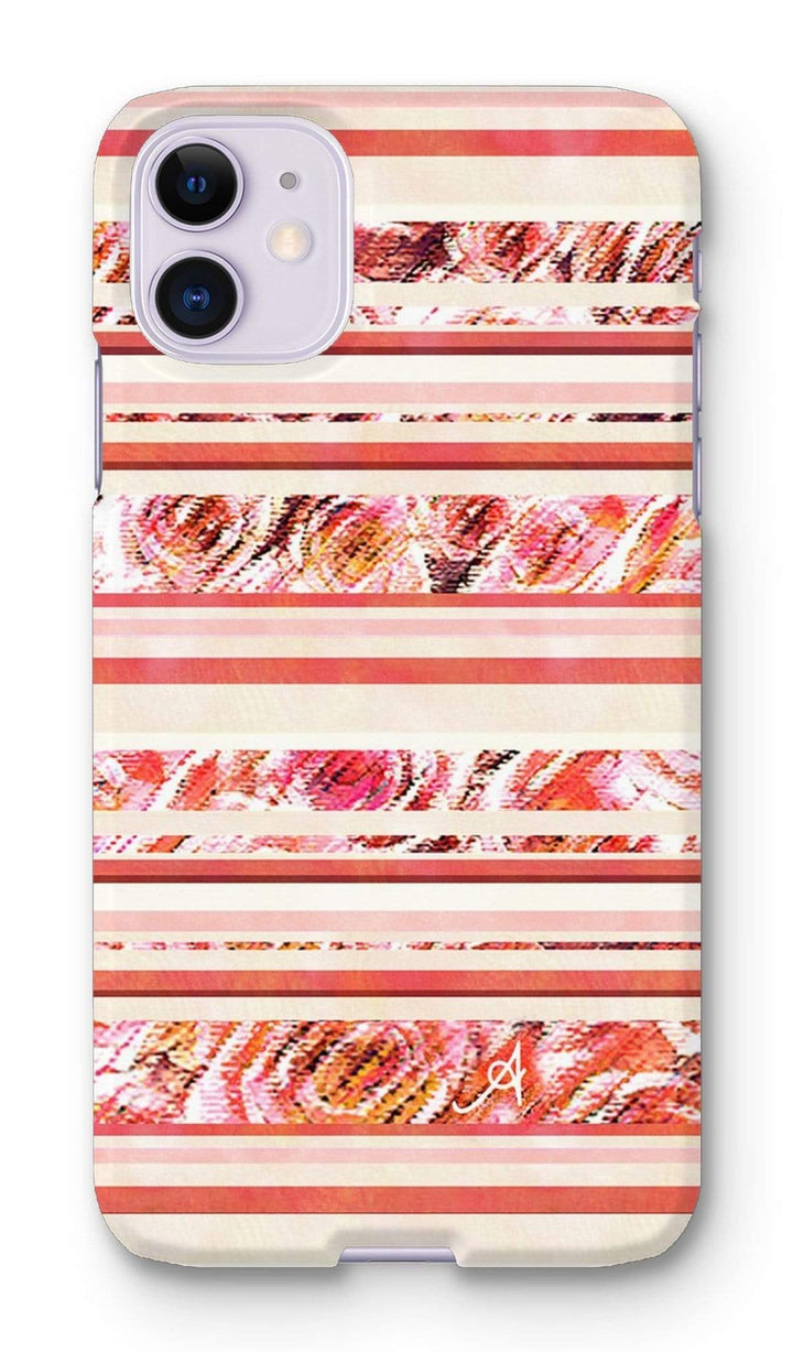 Phone & Tablet Cases iPhone 11 / Snap / Gloss Textured Roses Stripe Coral Amanya Design Phone Case Prodigi