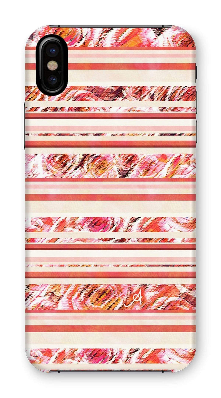 Phone & Tablet Cases iPhone XS / Snap / Gloss Textured Roses Stripe Coral Amanya Design Phone Case Prodigi