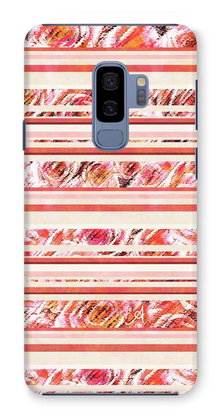 Phone & Tablet Cases Samsung Galaxy S9+ / Snap / Gloss Textured Roses Stripe Coral Amanya Design Phone Case Prodigi