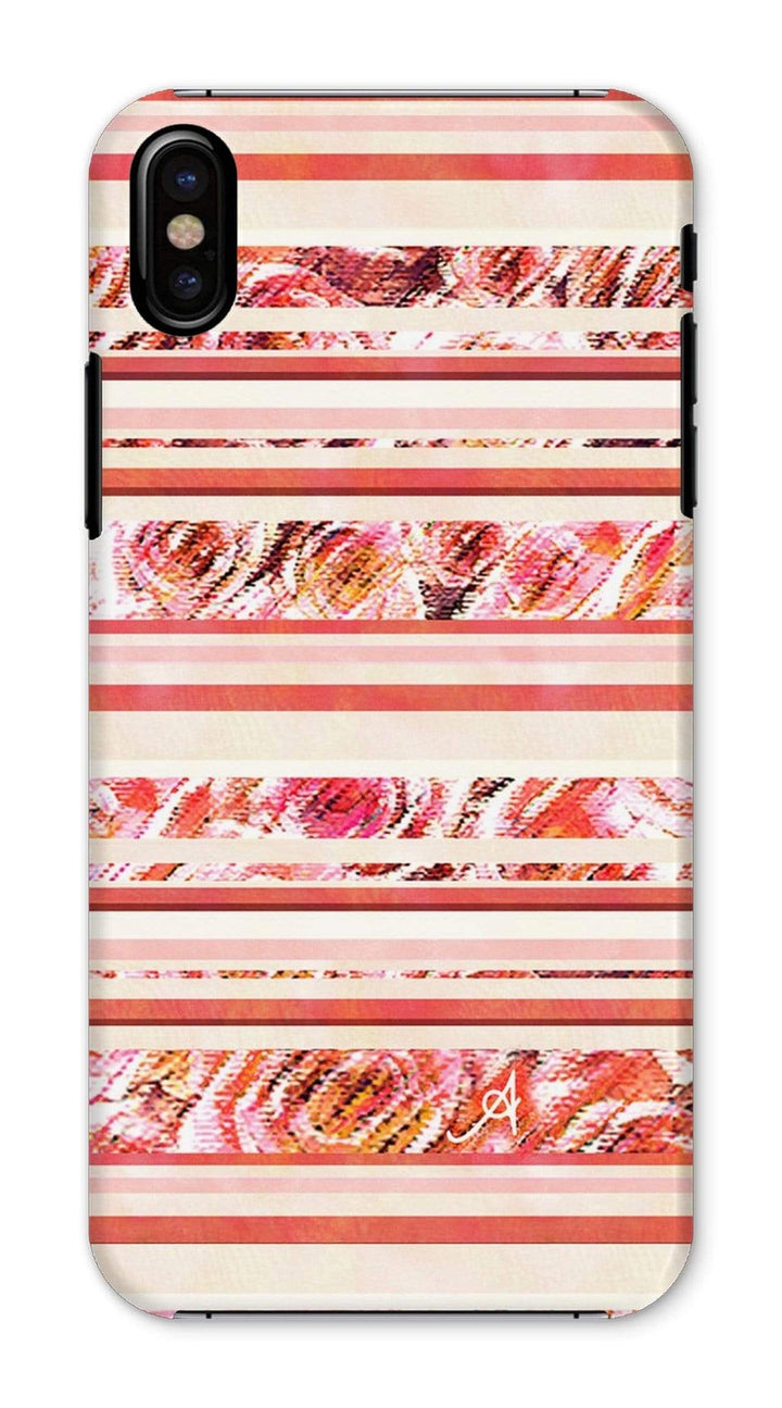 Phone & Tablet Cases iPhone X / Snap / Gloss Textured Roses Stripe Coral Amanya Design Phone Case Prodigi