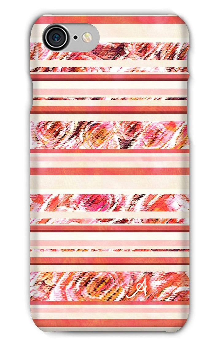 Phone & Tablet Cases iPhone 8 / Snap / Gloss Textured Roses Stripe Coral Amanya Design Phone Case Prodigi
