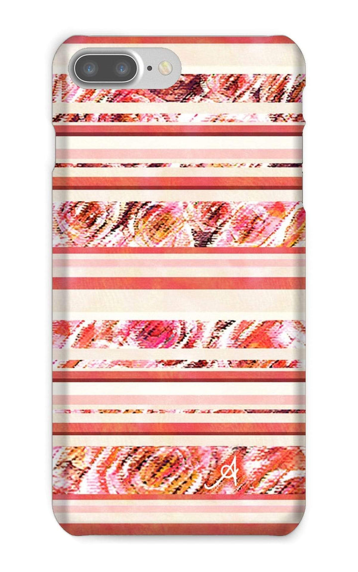 Phone & Tablet Cases iPhone 7 Plus / Snap / Gloss Textured Roses Stripe Coral Amanya Design Phone Case Prodigi