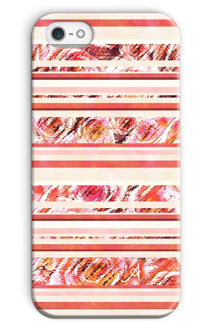 Phone & Tablet Cases iPhone SE / Snap / Gloss Textured Roses Stripe Coral Amanya Design Phone Case Prodigi