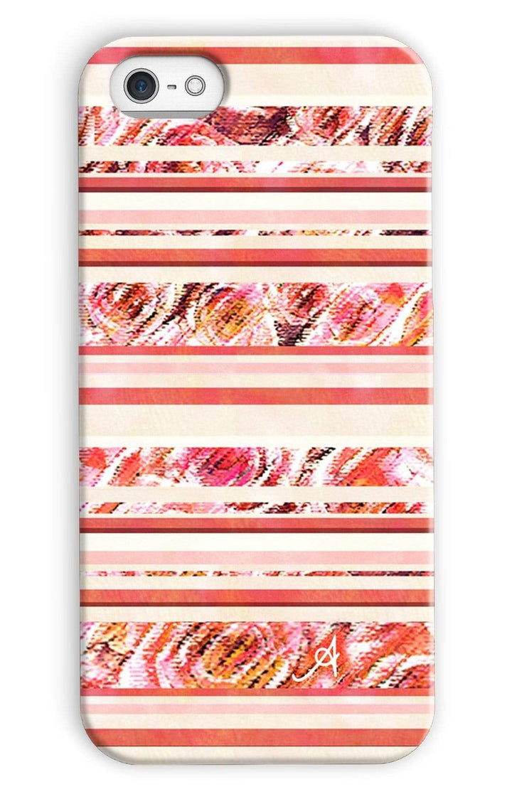Phone & Tablet Cases iPhone 5c / Snap / Gloss Textured Roses Stripe Coral Amanya Design Phone Case Prodigi