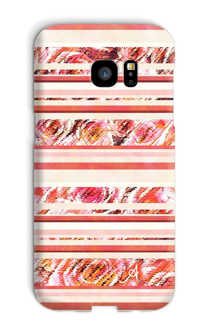 Phone & Tablet Cases Galaxy S7 Edge / Snap / Gloss Textured Roses Stripe Coral Amanya Design Phone Case Prodigi