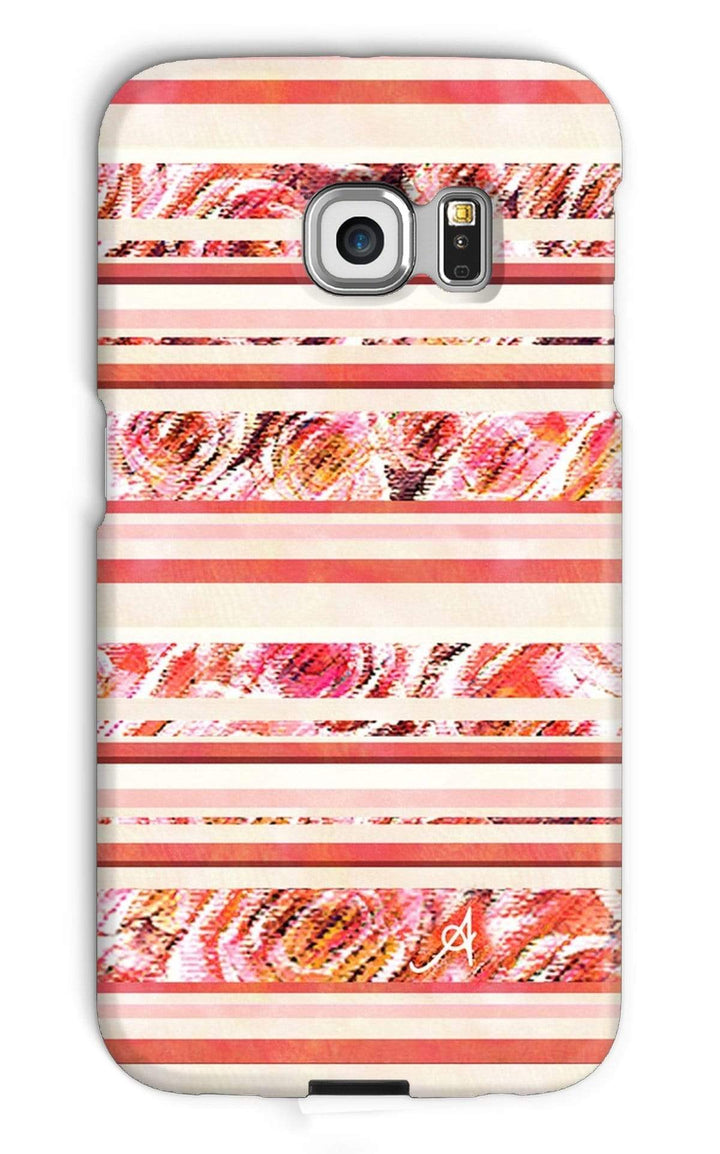 Phone & Tablet Cases Galaxy S6 Edge / Snap / Gloss Textured Roses Stripe Coral Amanya Design Phone Case Prodigi