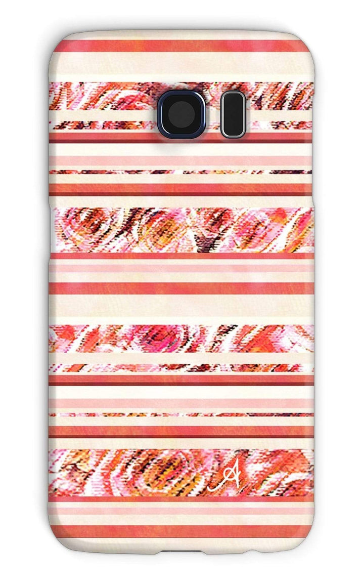 Phone & Tablet Cases Galaxy S6 / Snap / Gloss Textured Roses Stripe Coral Amanya Design Phone Case Prodigi