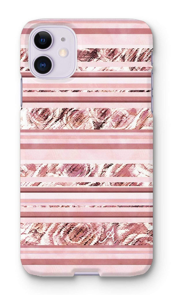 Phone & Tablet Cases iPhone 11 / Snap / Gloss Textured Roses Stripe Dusky Pink Amanya Design Phone Case Prodigi