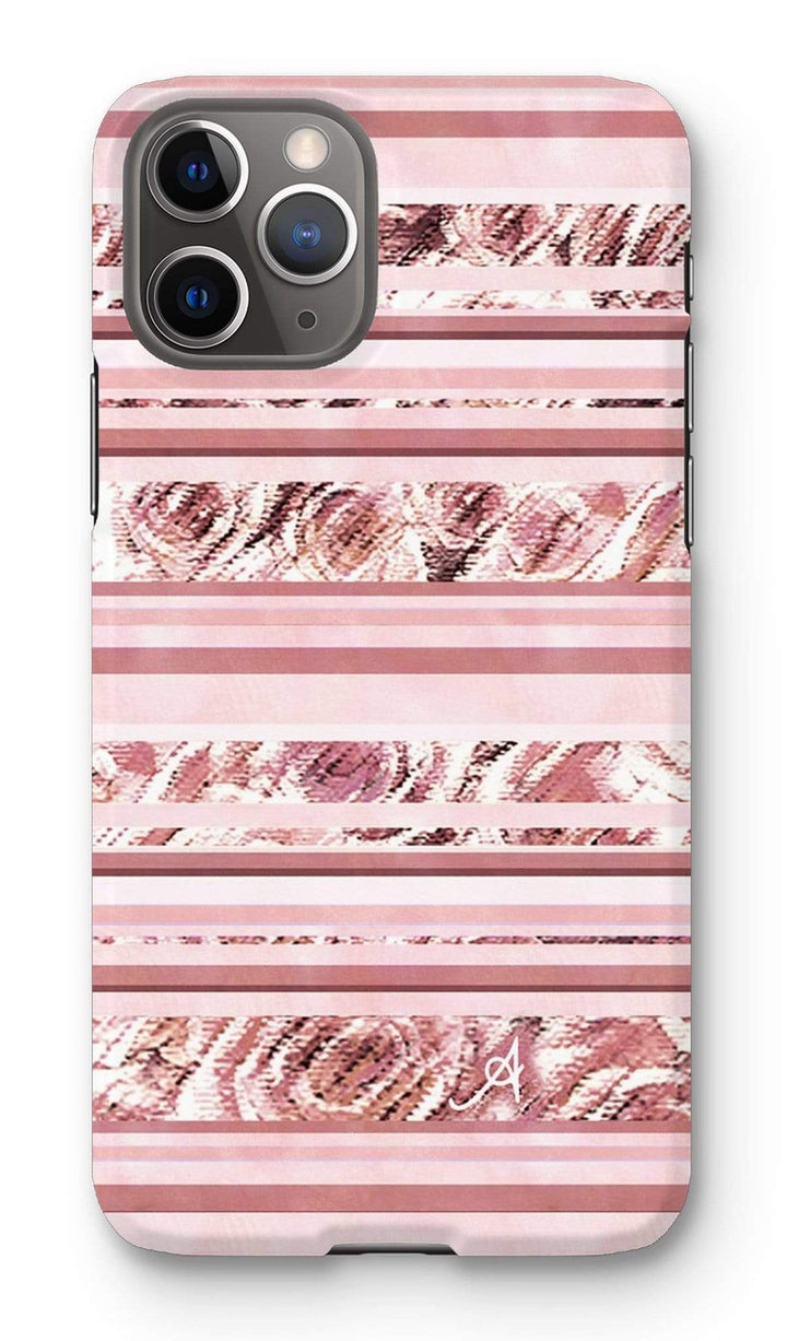 Phone & Tablet Cases iPhone 11 Pro / Snap / Gloss Textured Roses Stripe Dusky Pink Amanya Design Phone Case Prodigi