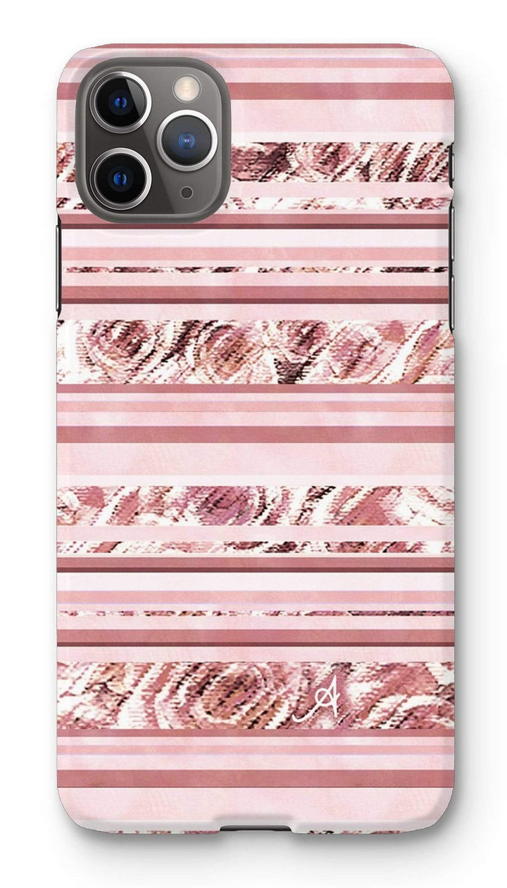 Phone & Tablet Cases iPhone 11 Pro Max / Snap / Gloss Textured Roses Stripe Dusky Pink Amanya Design Phone Case Prodigi