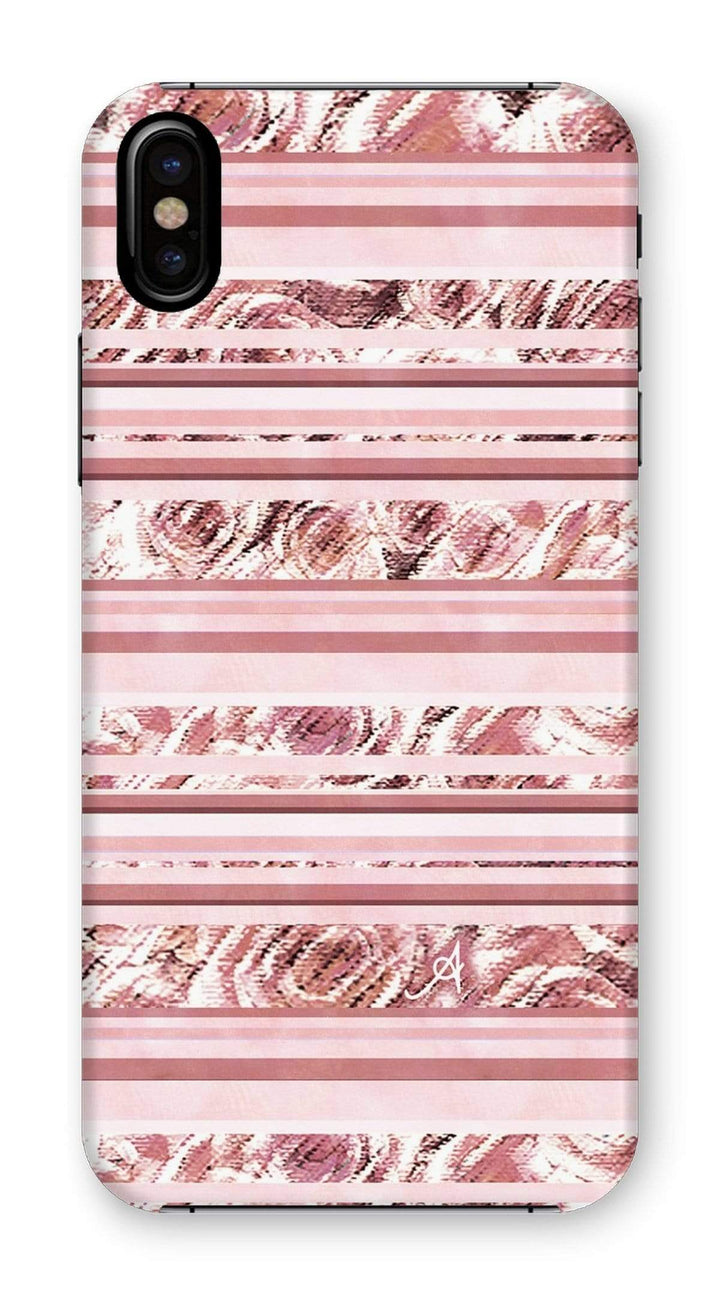 Phone & Tablet Cases iPhone XS / Snap / Gloss Textured Roses Stripe Dusky Pink Amanya Design Phone Case Prodigi