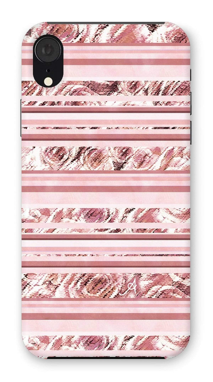 Phone & Tablet Cases iPhone XR / Snap / Gloss Textured Roses Stripe Dusky Pink Amanya Design Phone Case Prodigi