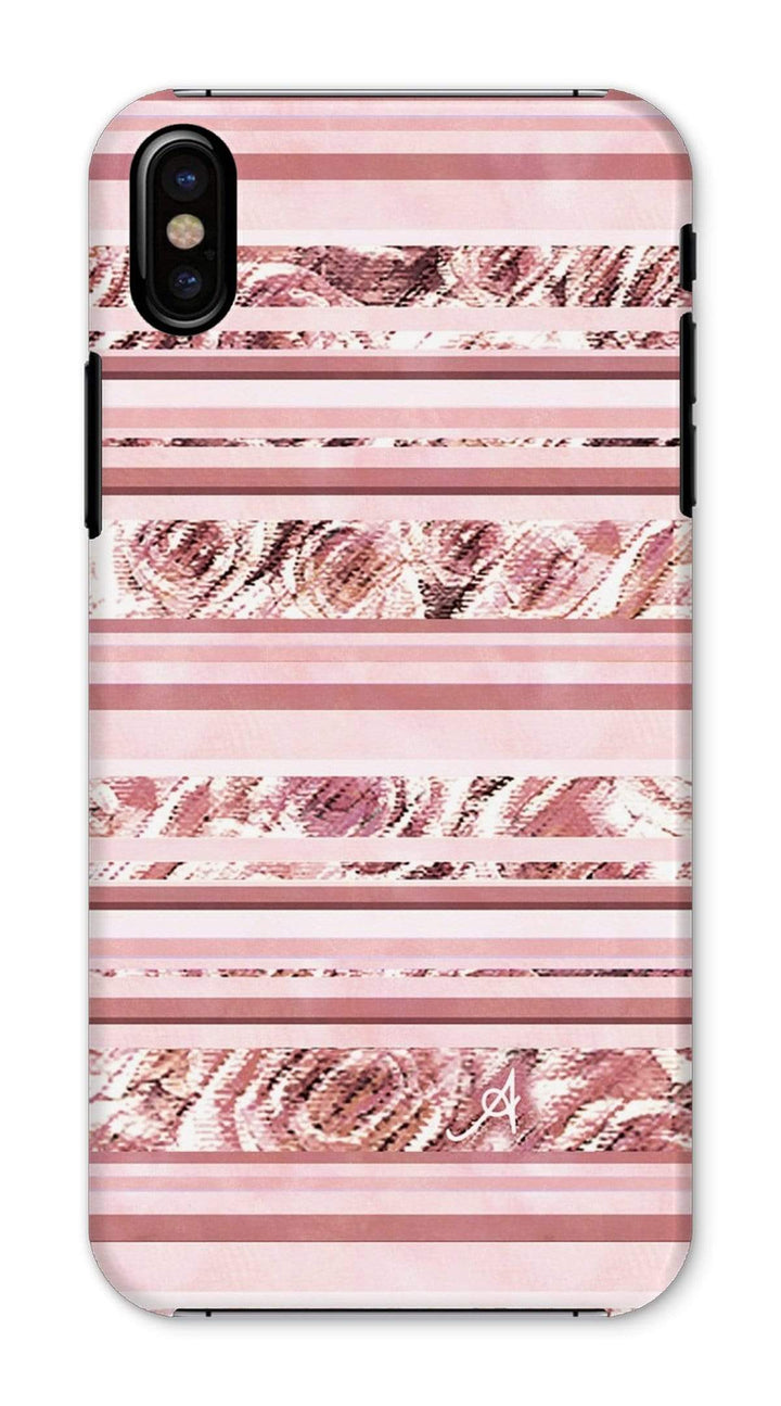 Phone & Tablet Cases iPhone X / Snap / Gloss Textured Roses Stripe Dusky Pink Amanya Design Phone Case Prodigi