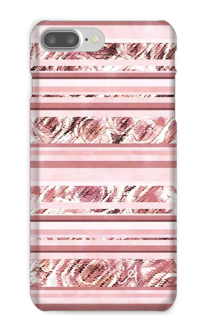 Phone & Tablet Cases iPhone 8 Plus / Snap / Gloss Textured Roses Stripe Dusky Pink Amanya Design Phone Case Prodigi