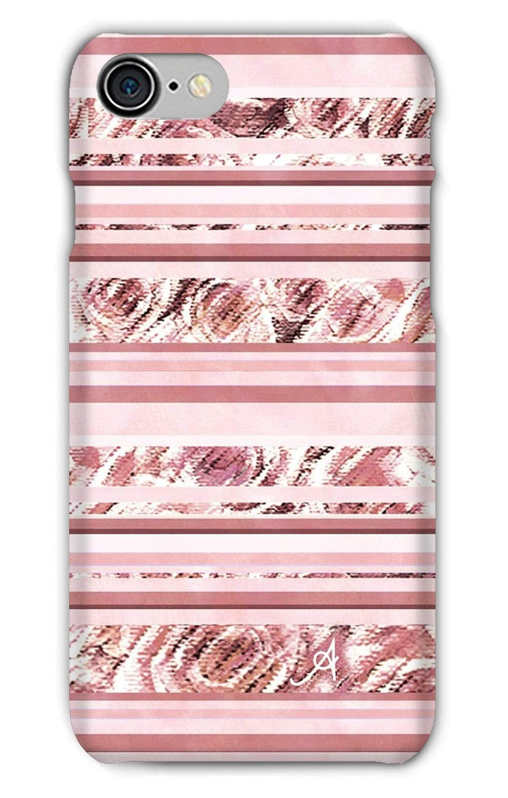 Phone & Tablet Cases iPhone 8 / Snap / Gloss Textured Roses Stripe Dusky Pink Amanya Design Phone Case Prodigi