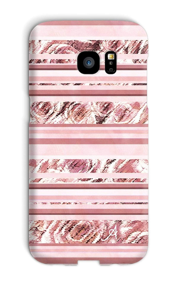 Phone & Tablet Cases Galaxy S7 Edge / Snap / Gloss Textured Roses Stripe Dusky Pink Amanya Design Phone Case Prodigi