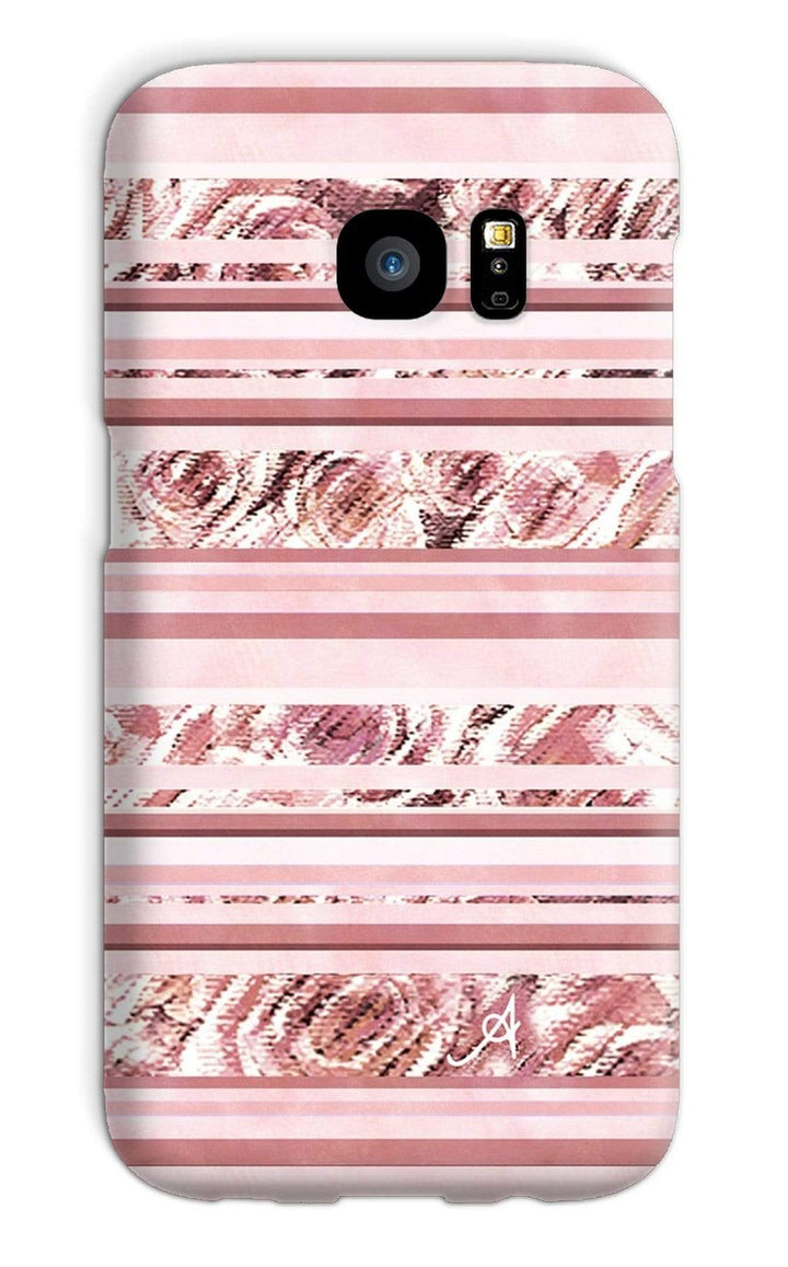Phone & Tablet Cases Galaxy S7 / Snap / Gloss Textured Roses Stripe Dusky Pink Amanya Design Phone Case Prodigi