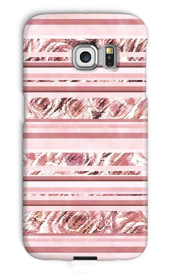 Phone & Tablet Cases Galaxy S6 Edge / Snap / Gloss Textured Roses Stripe Dusky Pink Amanya Design Phone Case Prodigi