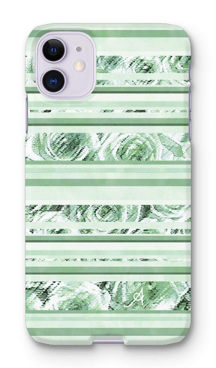 Phone & Tablet Cases iPhone 11 / Snap / Gloss Textured Roses Stripe Mint Amanya Design Phone Case Prodigi