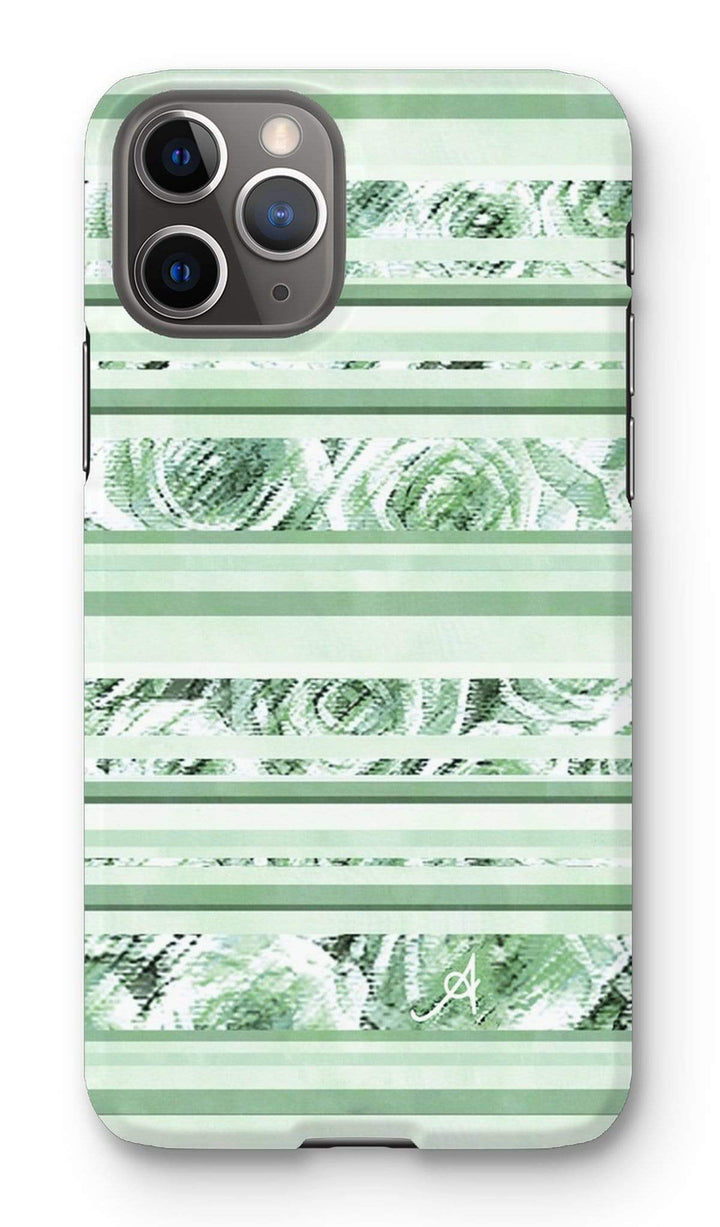 Phone & Tablet Cases iPhone 11 Pro / Snap / Gloss Textured Roses Stripe Mint Amanya Design Phone Case Prodigi