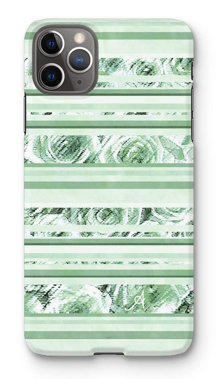 Phone & Tablet Cases iPhone 11 Pro Max / Snap / Gloss Textured Roses Stripe Mint Amanya Design Phone Case Prodigi