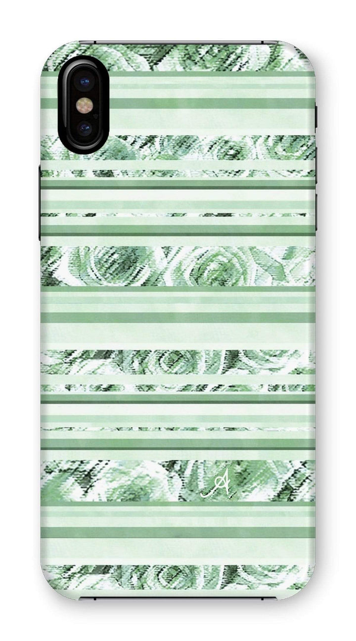 Phone & Tablet Cases iPhone XS / Snap / Gloss Textured Roses Stripe Mint Amanya Design Phone Case Prodigi