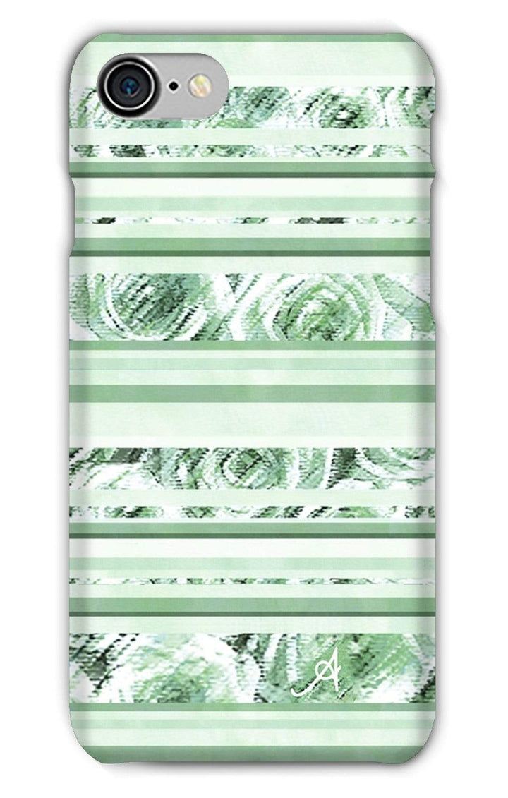 Phone & Tablet Cases iPhone 8 / Snap / Gloss Textured Roses Stripe Mint Amanya Design Phone Case Prodigi