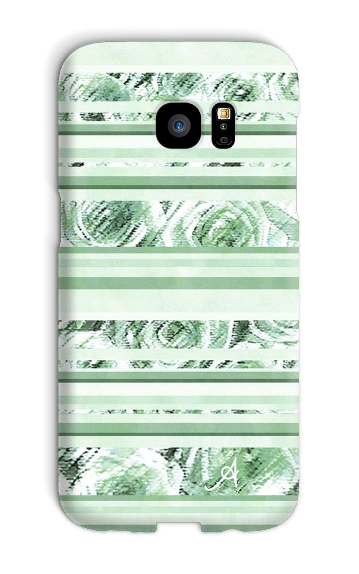 Phone & Tablet Cases Galaxy S7 Edge / Snap / Gloss Textured Roses Stripe Mint Amanya Design Phone Case Prodigi