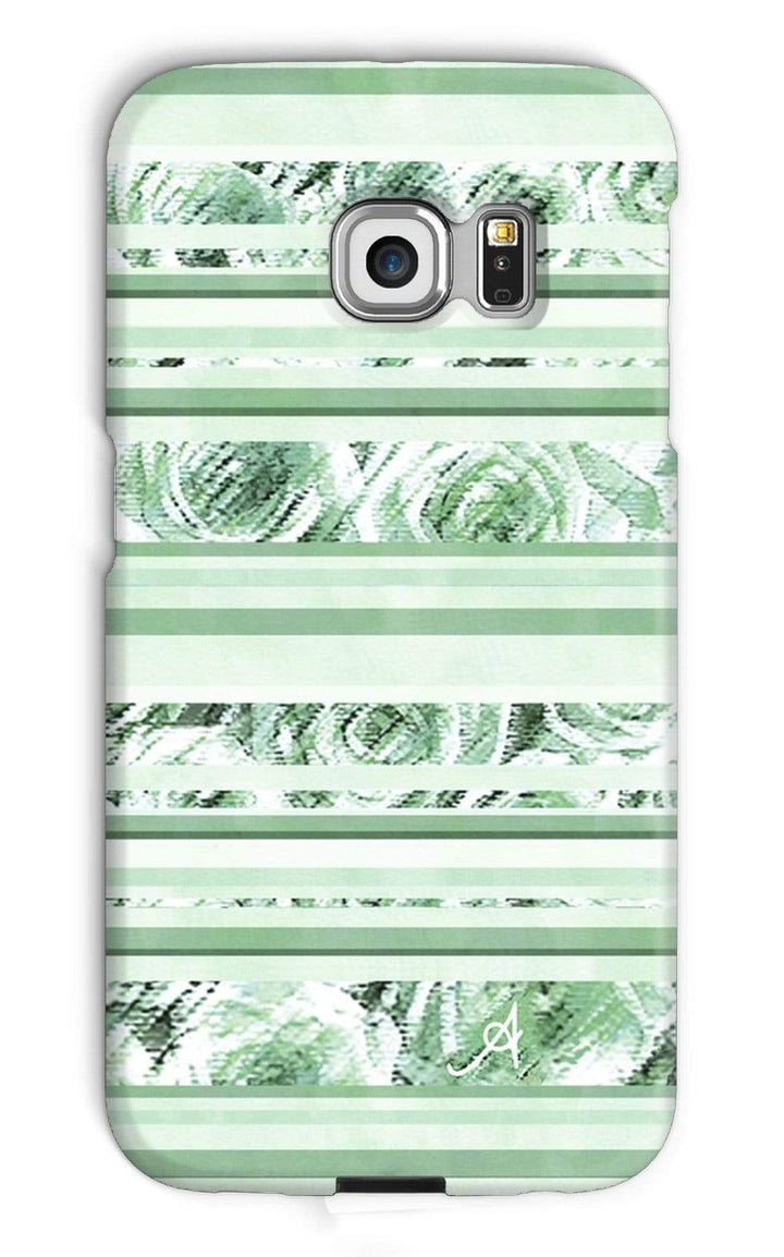 Phone & Tablet Cases Galaxy S6 Edge / Snap / Gloss Textured Roses Stripe Mint Amanya Design Phone Case Prodigi