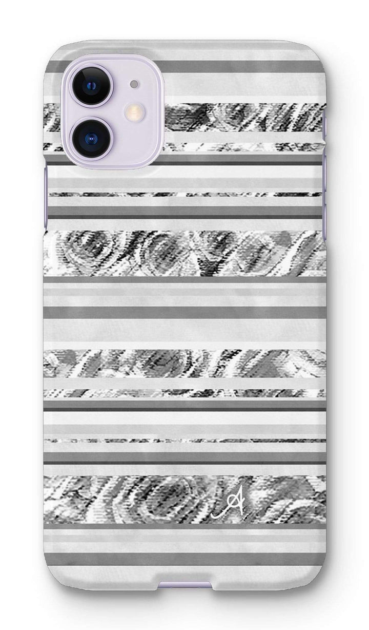 Phone & Tablet Cases iPhone 11 / Snap / Gloss Textured Roses Stripe Monochrome Amanya Design Phone Case Prodigi