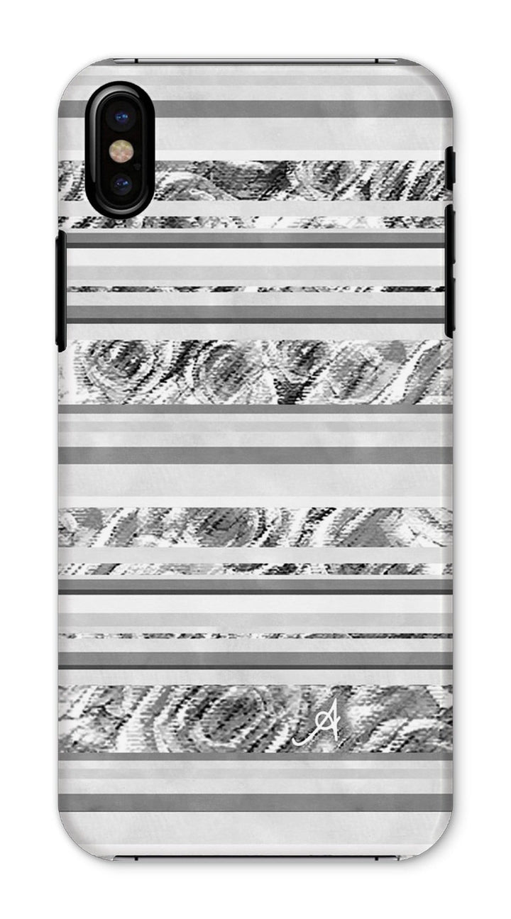 Phone & Tablet Cases iPhone X / Snap / Gloss Textured Roses Stripe Monochrome Amanya Design Phone Case Prodigi