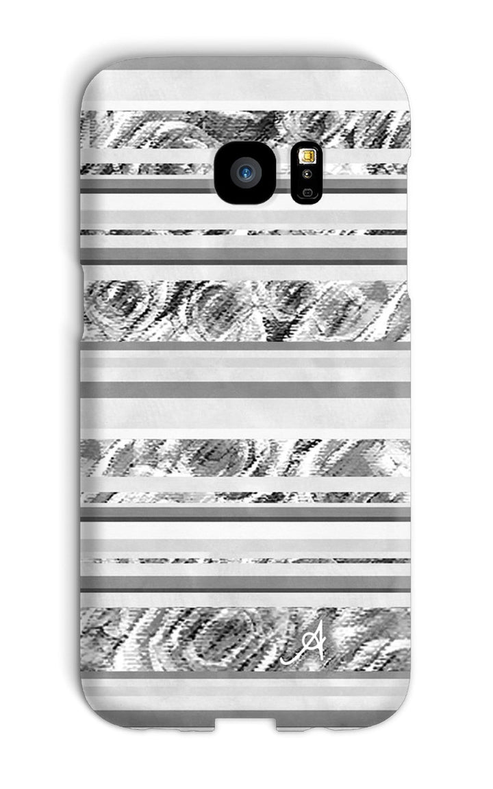 Phone & Tablet Cases Galaxy S7 Edge / Snap / Gloss Textured Roses Stripe Monochrome Amanya Design Phone Case Prodigi