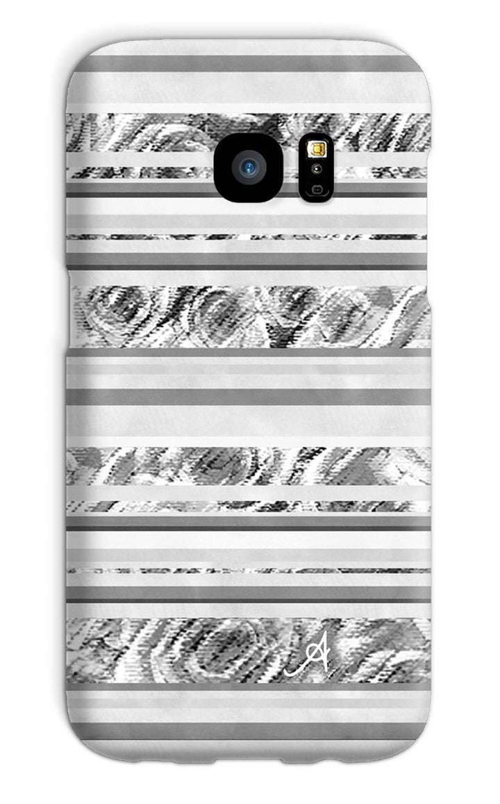 Phone & Tablet Cases Galaxy S7 / Snap / Gloss Textured Roses Stripe Monochrome Amanya Design Phone Case Prodigi