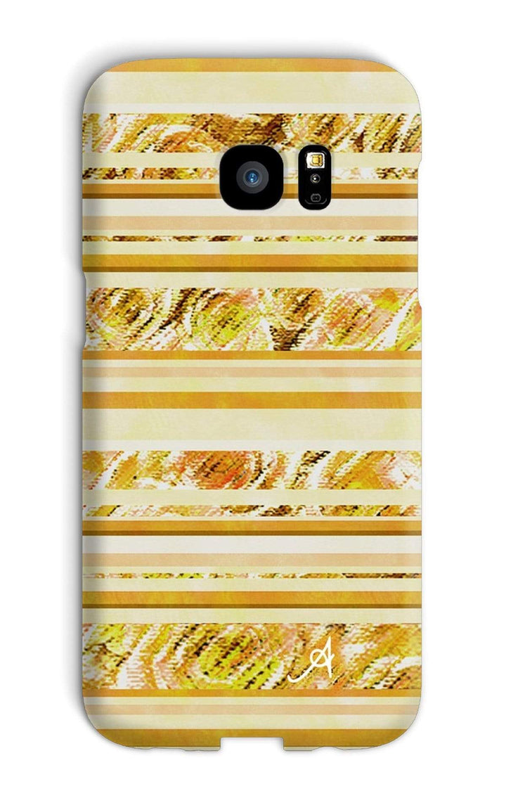 Phone & Tablet Cases Galaxy S7 Edge / Snap / Gloss Textured Roses Stripe Mustard Amanya Design Phone Case Prodigi