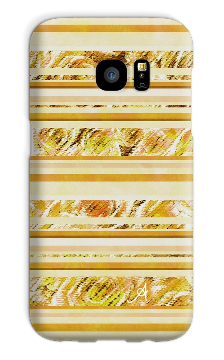 Phone & Tablet Cases Galaxy S7 / Snap / Gloss Textured Roses Stripe Mustard Amanya Design Phone Case Prodigi