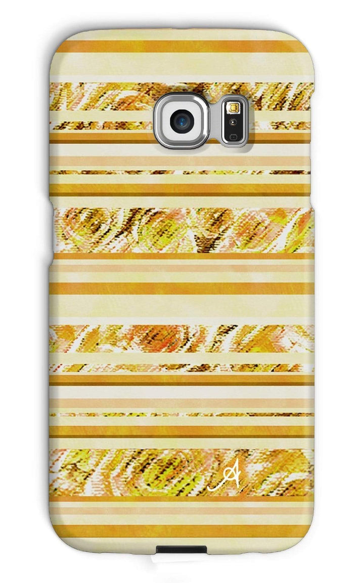 Phone & Tablet Cases Galaxy S6 Edge / Snap / Gloss Textured Roses Stripe Mustard Amanya Design Phone Case Prodigi